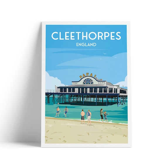 Cleethorpes England Travel Poster, Coastal Art Print