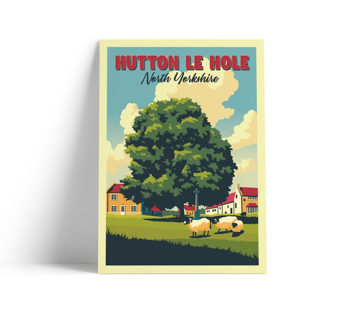 Hutton Le Hole North Yorkshire Village Travel Retro Style Poster
