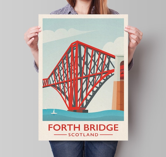 Forth Rail Bridge Travel Poster, Scottish Art Wall