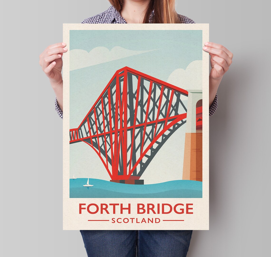 Forth Rail Bridge Travel Poster, Scottish Art Wall
