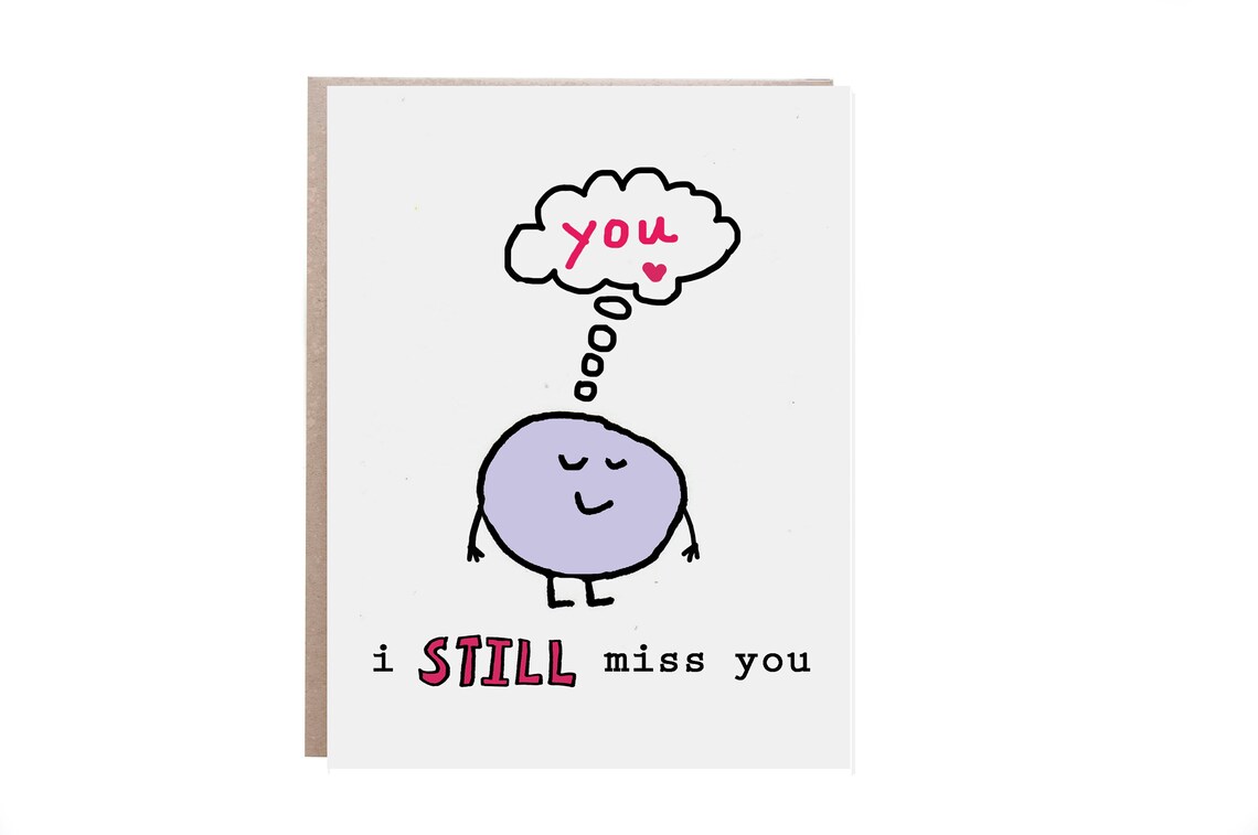 I Still Miss You Purple Blob Thinking of You Valentine Card Print