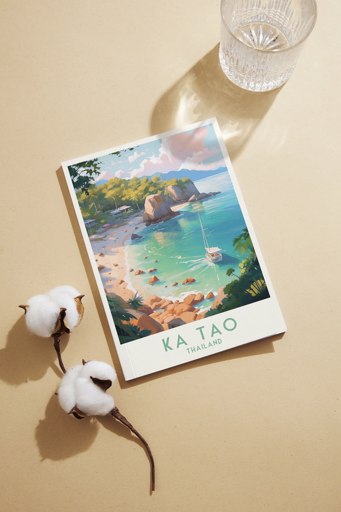 Ka Tao Thailand Rocky Island Cove Sailboat Turquoise Water Poster - Image 2