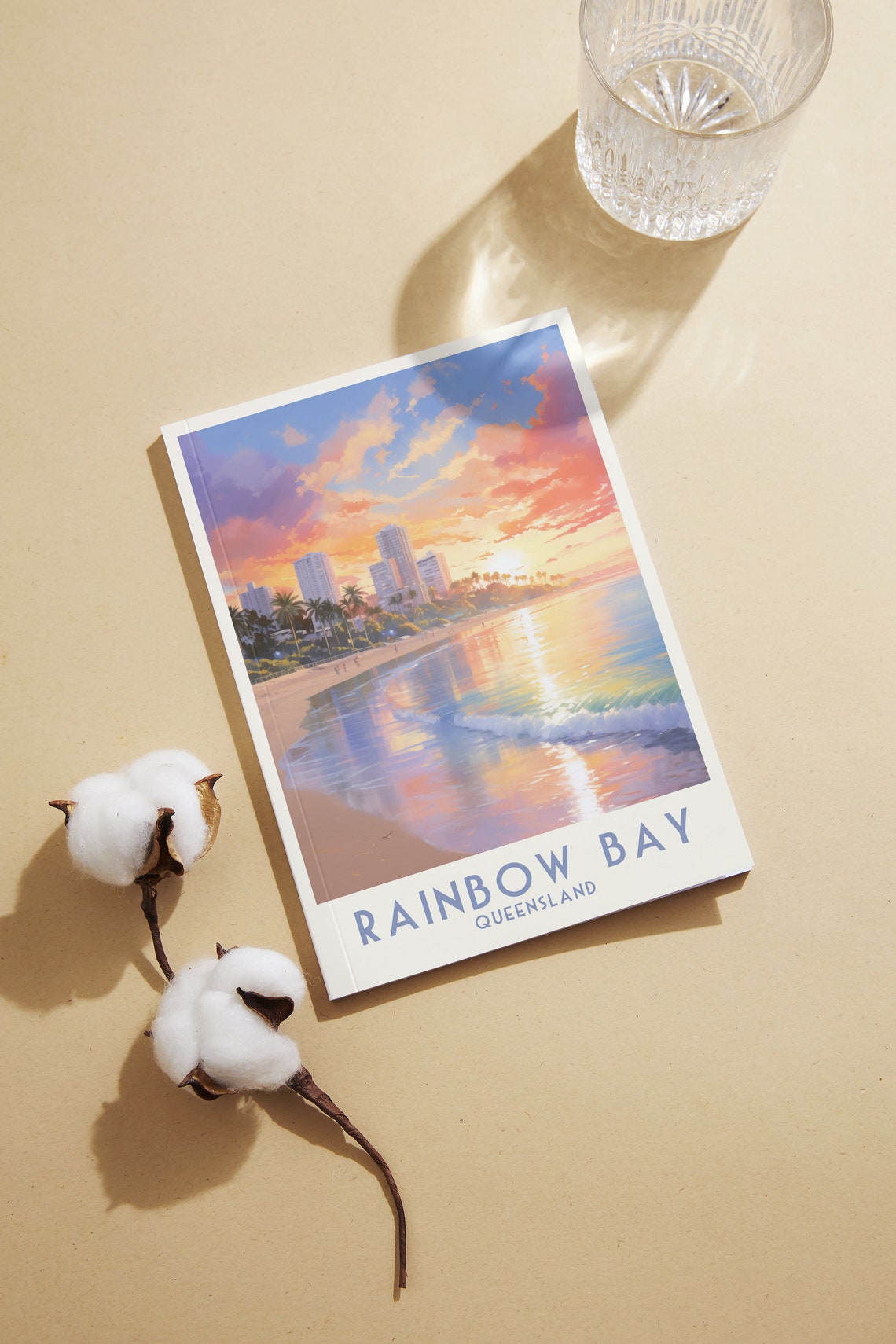 Rainbow Bay Queensland Sunset Beach City Skyline Travel Poster - Image 2