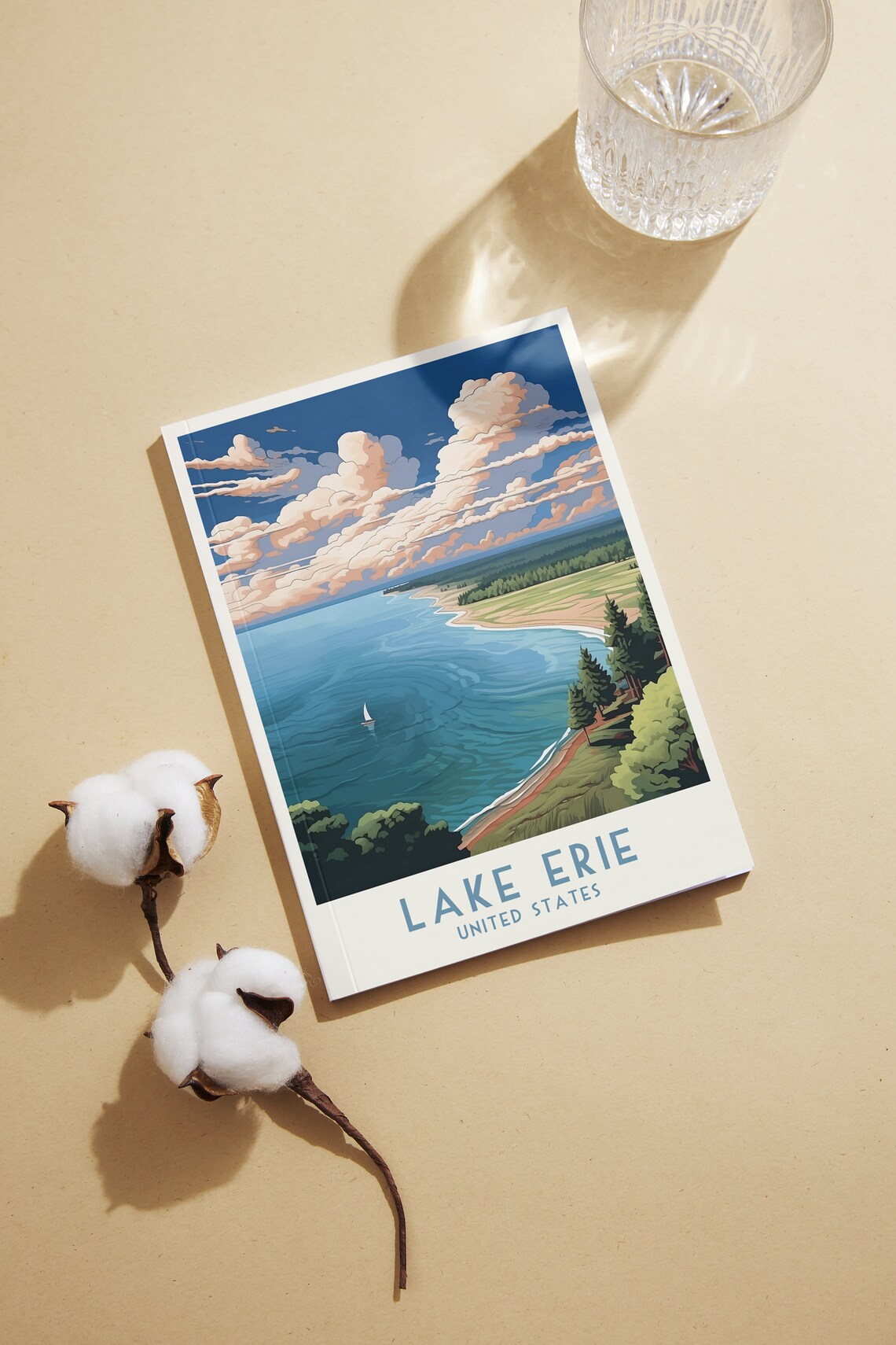 Lake Erie Travel Print United States Home Decor Retro Wall Art Wedding Gift Birthday Gift Print Lake Erie Poster - Image 2