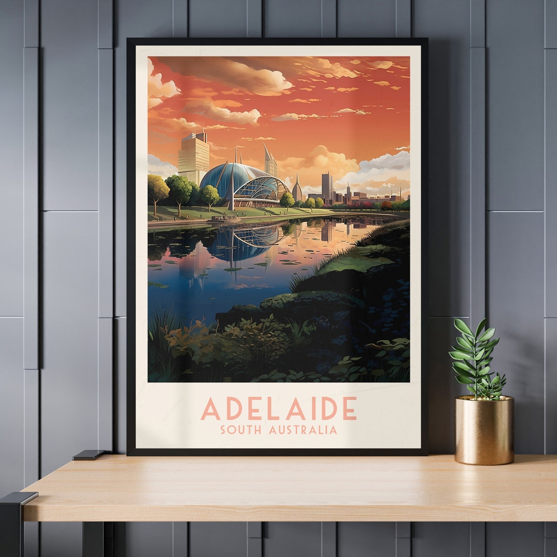 Adelaide South Australia River Torrens Sunset Vintage Travel Poster - Image 3