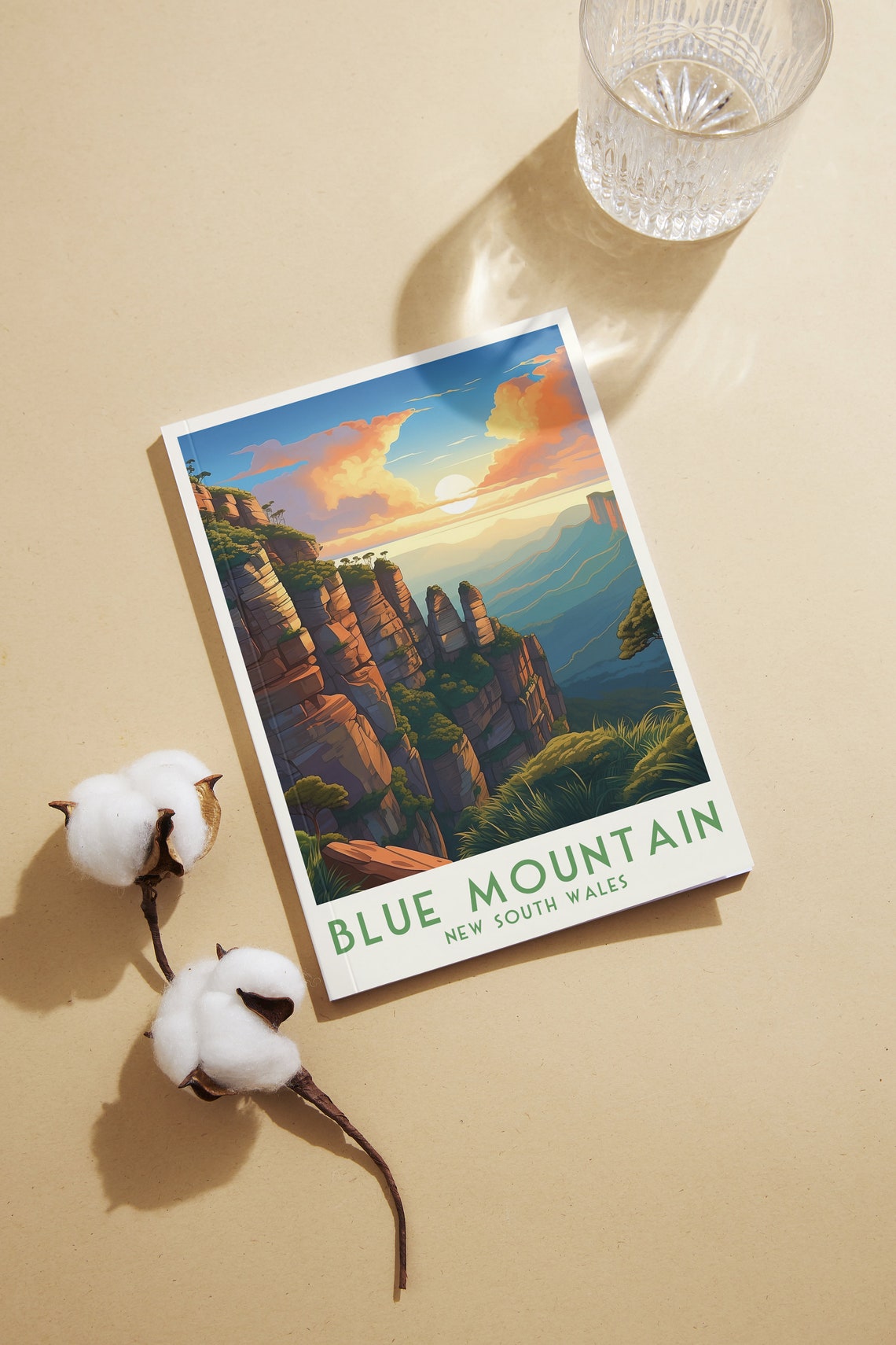 Blue Mountain New South Wales Three Sisters Sunset View Poster - Image 2