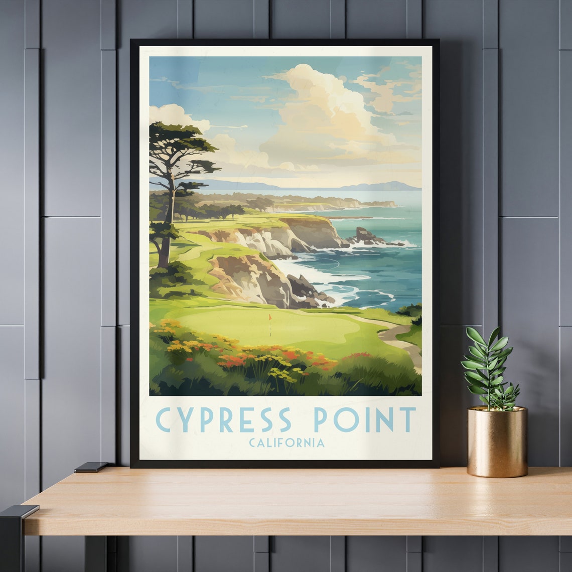 Cypress Point California Cliffside Green Lone Cypress Tree Poster - Image 4