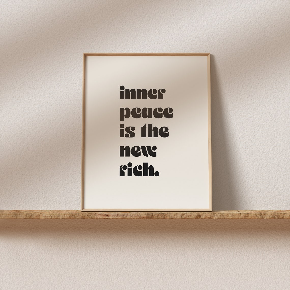 Inner Peace Is The New Rich Bold Retro Black Type Quote Art Print - Image 2