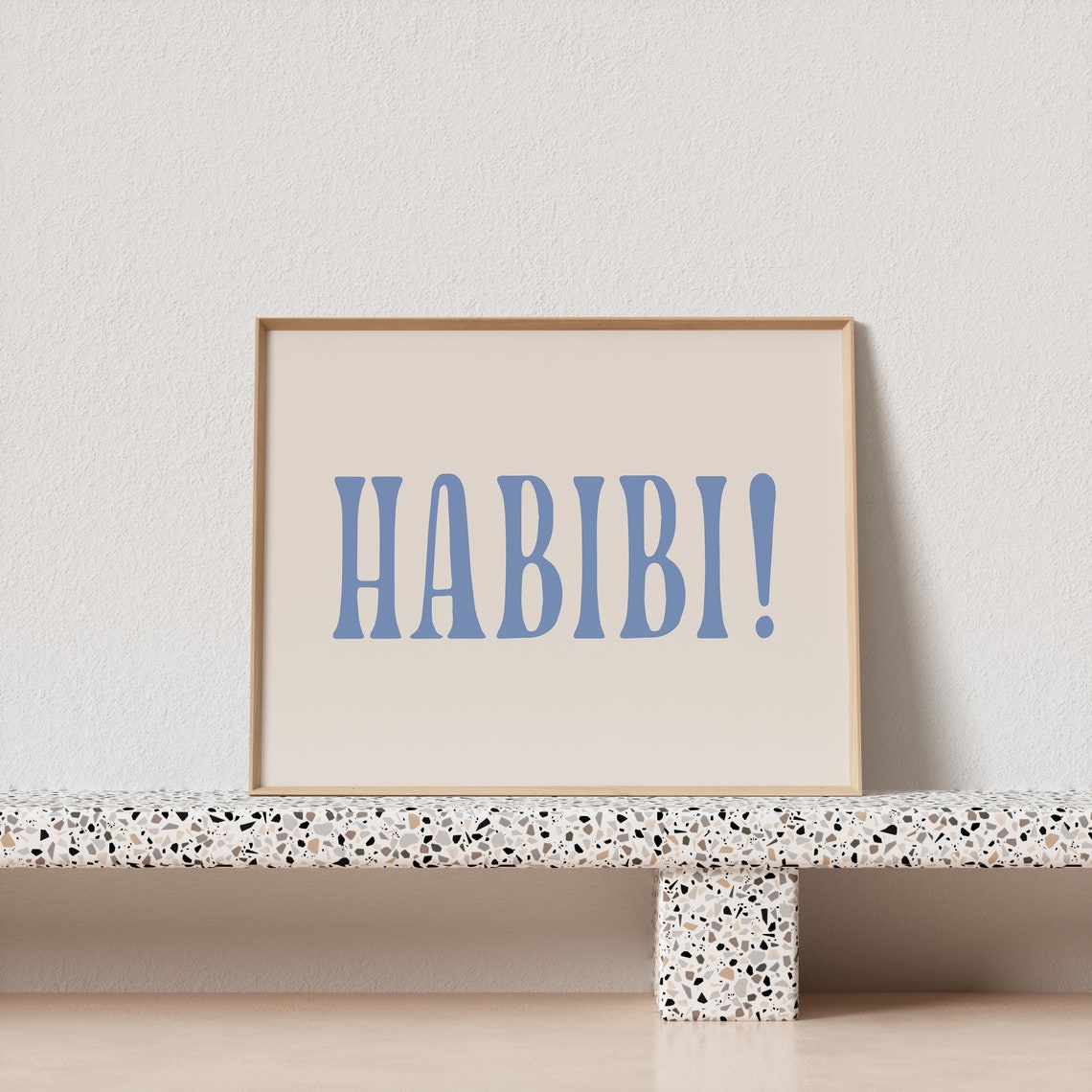 Habibi Retro Blue Serif Typography Minimal Quote Square Poster - Image 3