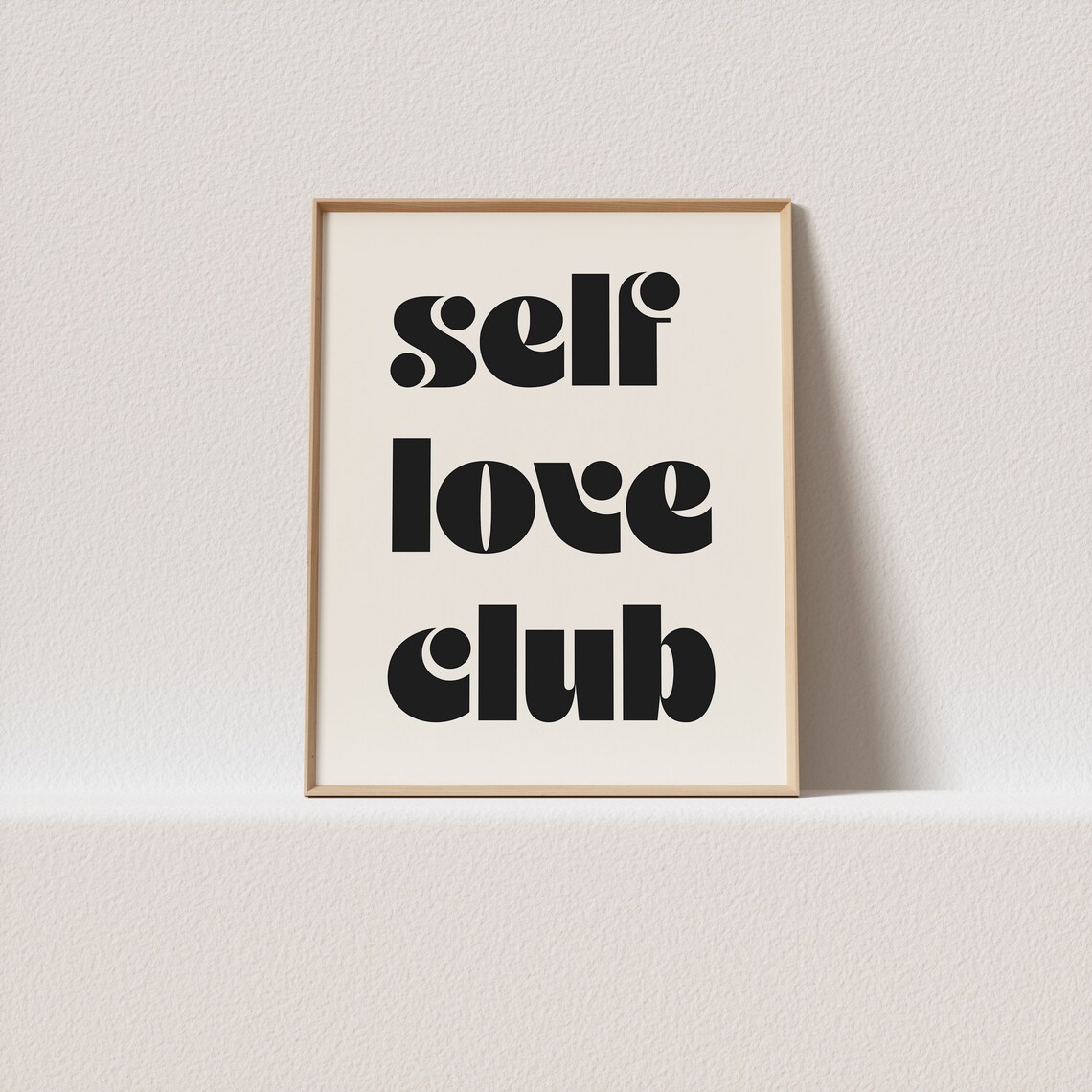 Self Love Club Bold Retro Lowercase Typography Poster Black Cream