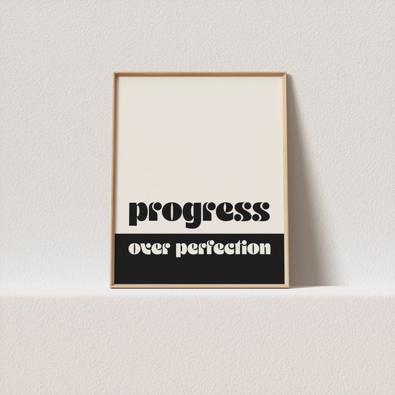 Progress Over Perfection Retro Typography Art Print