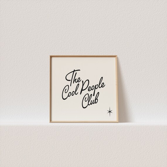 Square Retro Poster The Cool People Club 50s Typography A Must Have For Your Gallery Wall A Click Away To Be Yours Forever