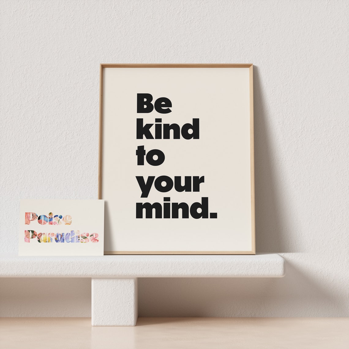 Be Kind To Your Mind Bold Black Mental Health Quote Cream Poster - Image 4