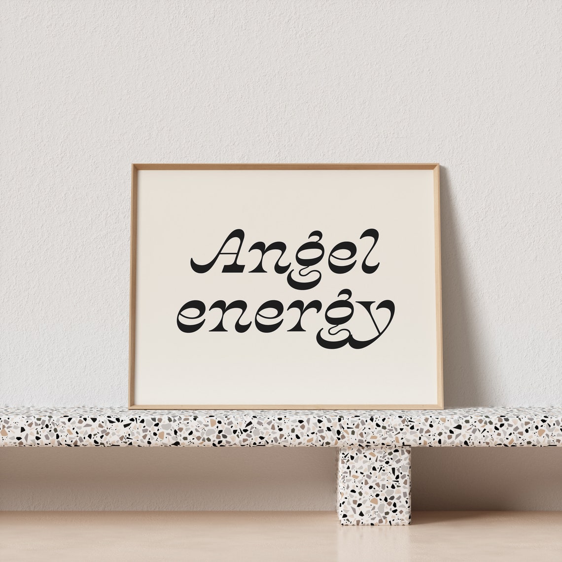 Angel Energy Horizontal Black Script Typography Poster Cream Minimal - Image 3