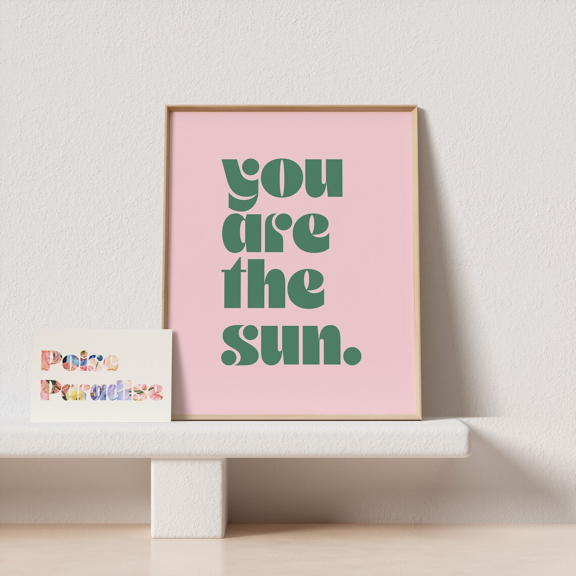 You Are The Sun Green Retro Quote Poster On Pink For Cheerful Rooms - Image 4