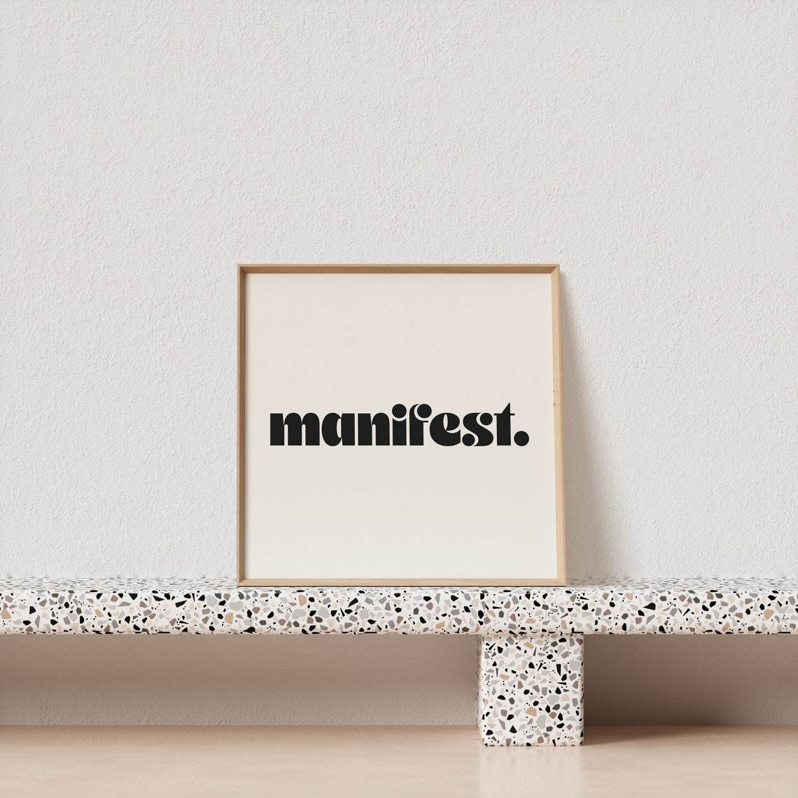 Manifest Retro Bold Lowercase Typography Minimalist Cream Poster - Image 3