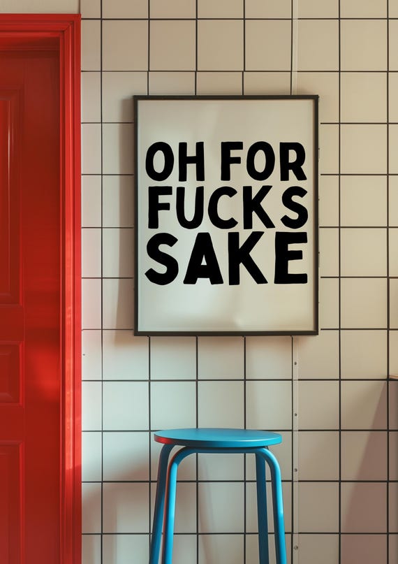 For Fucks Sake Unframed Print Trendy Wall Art Minimalist Decor Sarcastic Funny Poster Dorm Room Dark Humor