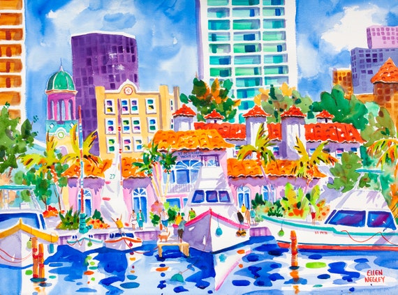 St Petersburg Tropical Watercolor Art Print