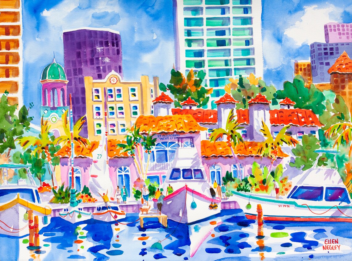 St Petersburg Tropical Watercolor Art Print