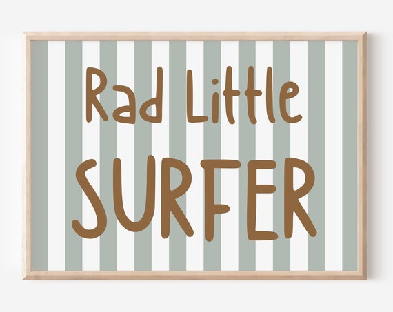 Retro Rad Little Surfer Beach Nursery Room Baby Boy Kid Decor Toddler Poster Shared Newborn Gift Groovy Girl