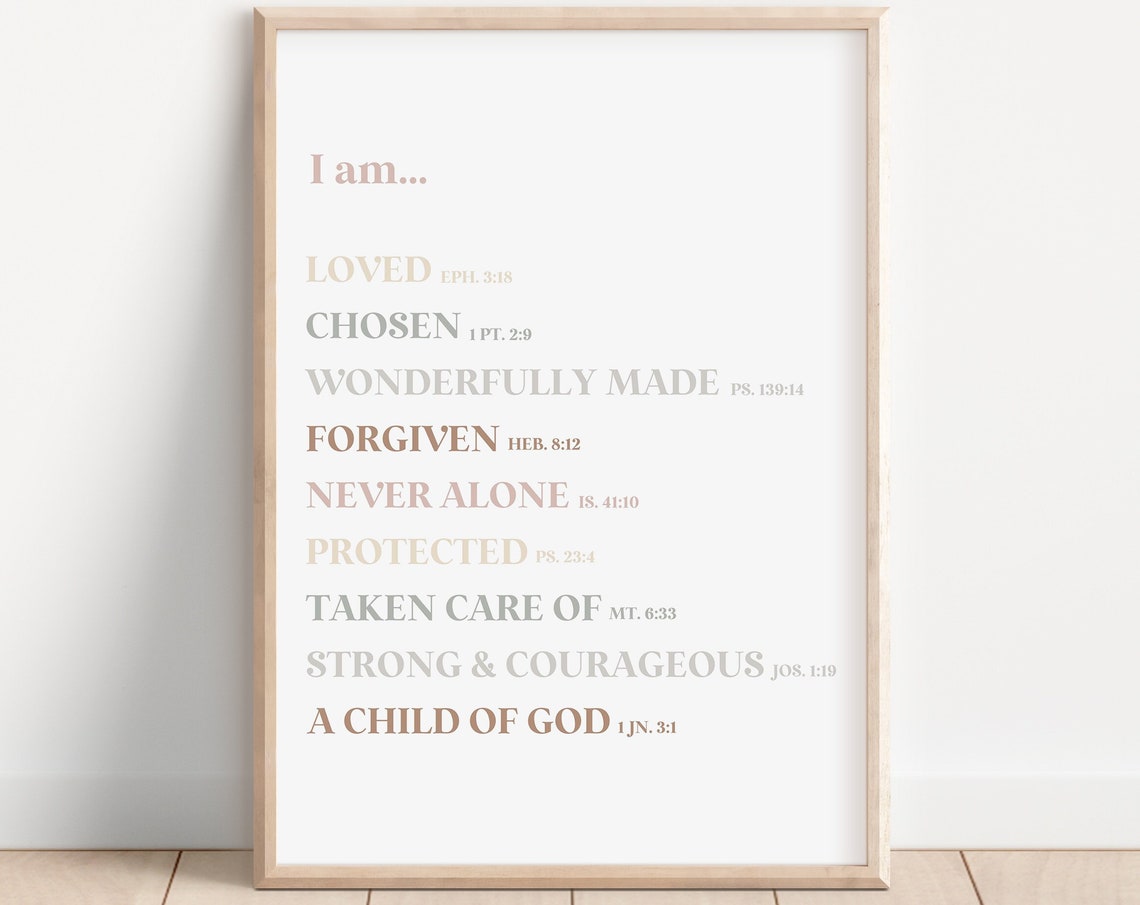 I Am Loved Chosen Forgiven Bible Verse Scripture Christian Wall Art