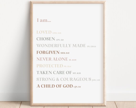 Retro Print Christian Wall Art Scripture Gallery Gift Girls Bible Religious Poster Faith