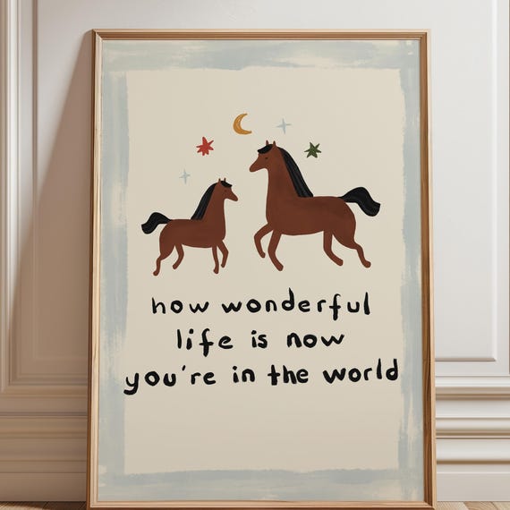 How Wonderful Life Is Nursery Print Retro Wall Art New Baby Room Minimalist Whimsical For