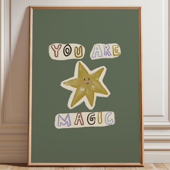 You Are Magic Print Retro Nursery Wall Art New Baby Room Minimalist Toddler Rom Trendy For Kids Green