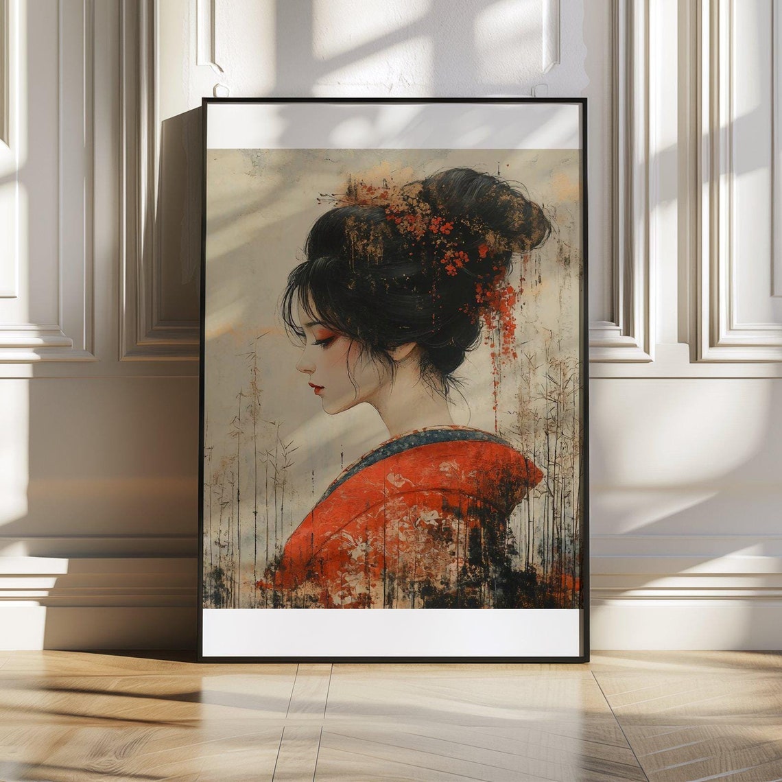 Japanese Woman Wall Art Geisha Portrait Print Oriental Dcor Asian Art Poster Traditional Japanese Artwork Home Dcor Gifts