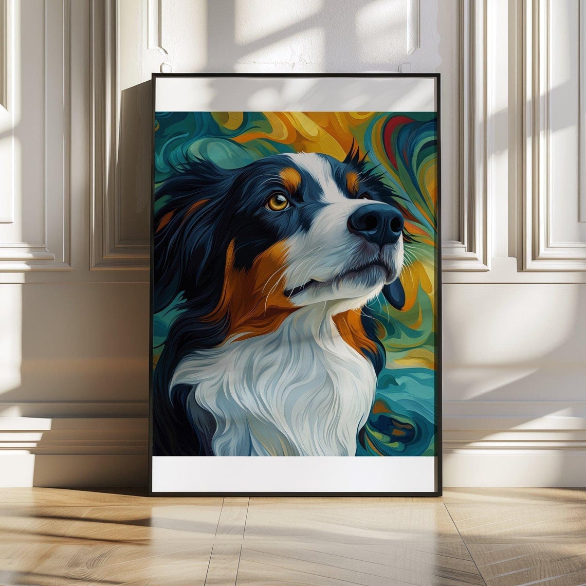 Bernese Mountain Dog Bold and Colorful Pop Art Portrait Art Poster