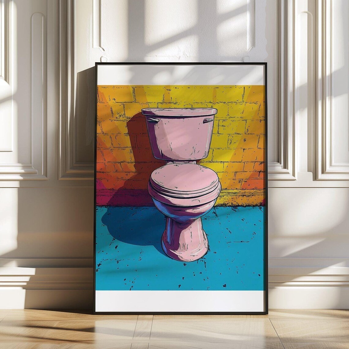 Pop Art Pink Toilet Quirky Fun Colorful Bathroom Decor Poster