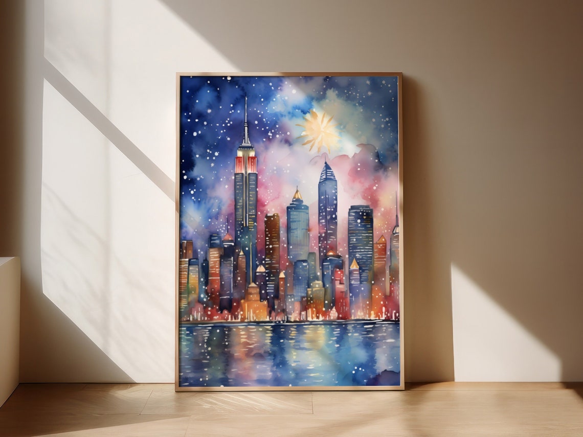 New York Christmas Poster Christmas Watercolor Poster New York City Poster Christmas Poster New York Wall Art Gift For Christmas