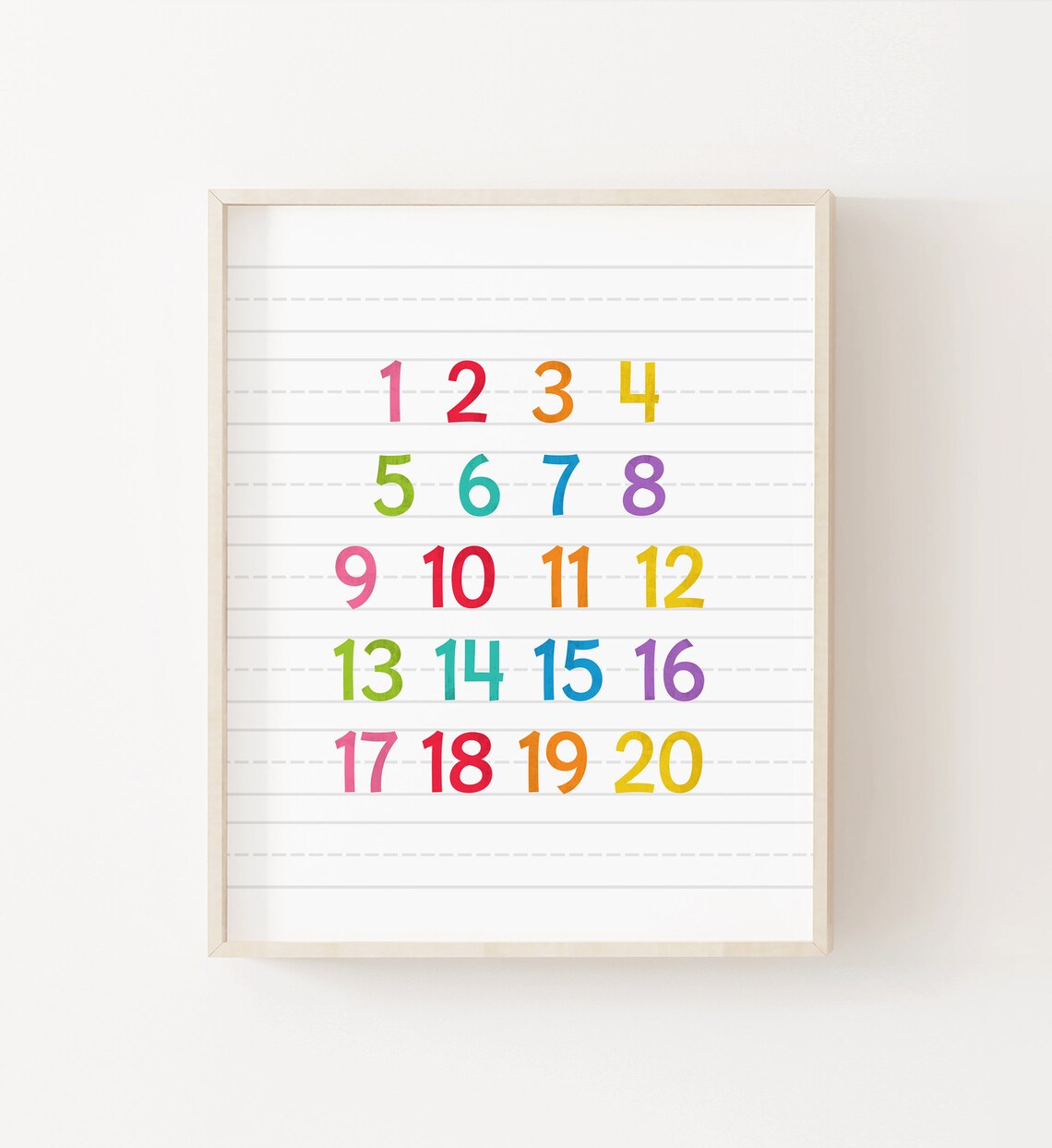 Colorful 1-20 Numbers Educational Poster Print - Image 6