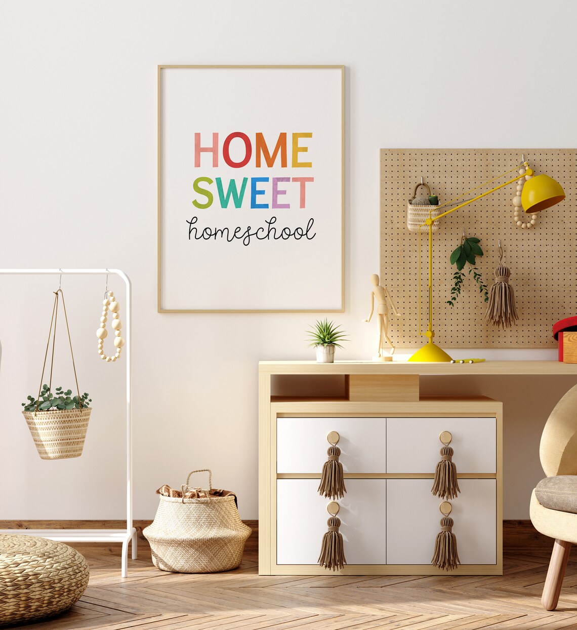 Home Sweet Homeschool Rainbow Letter Kids Wall Decor Quote Poster - Image 2