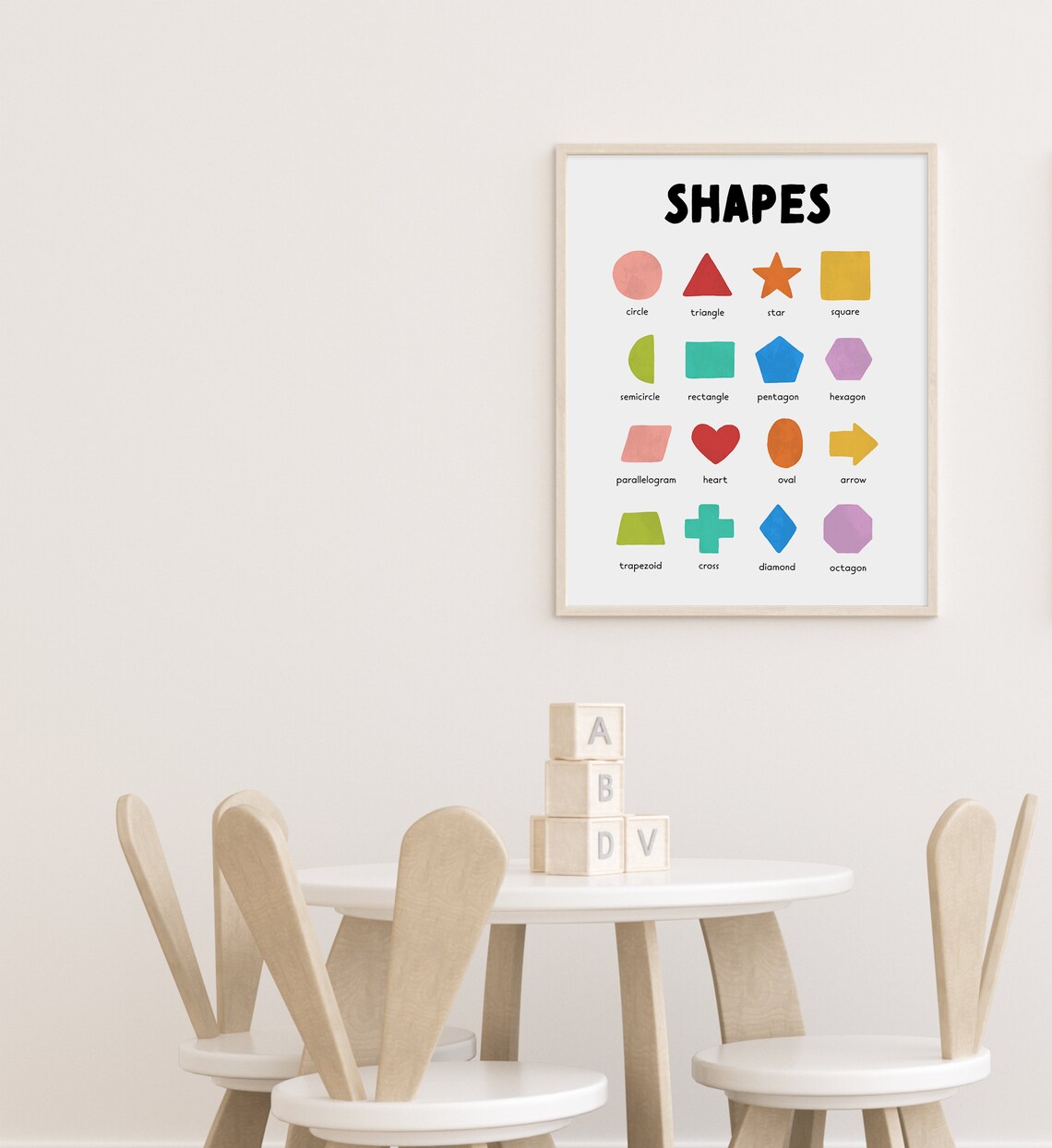 Rainbow Geometric Shapes Nursery Art Print - Image 2