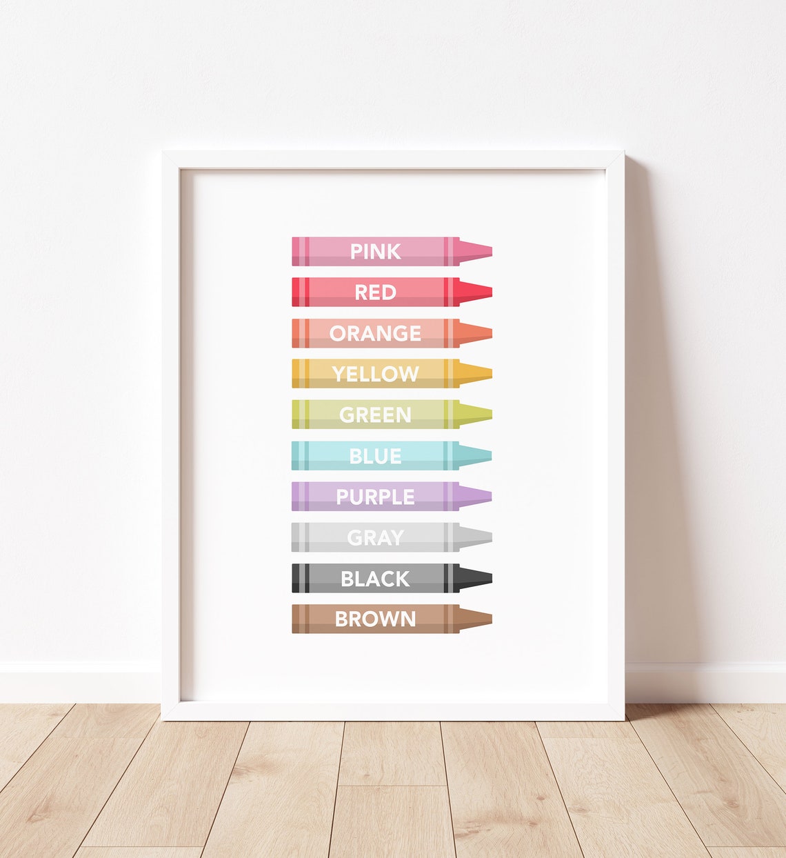 English Colors Crayons Kids Educational Nursery Learning Poster - Image 2