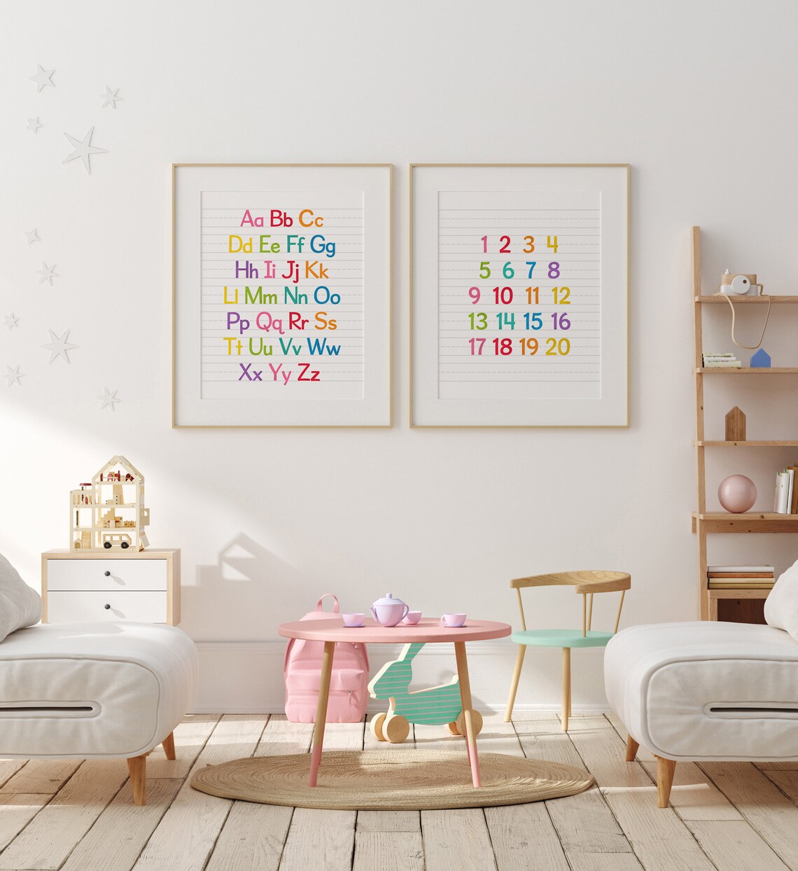 Alphabet and Numbers Colorful Classroom Art Print - Image 7