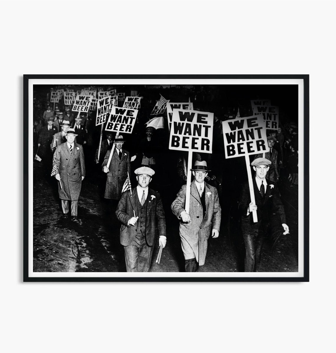 We Want Beer Poster We Want Beer Print Prohibition Wall Art Beer Protest Black And White Art Man Cave Decor Vintage Photography