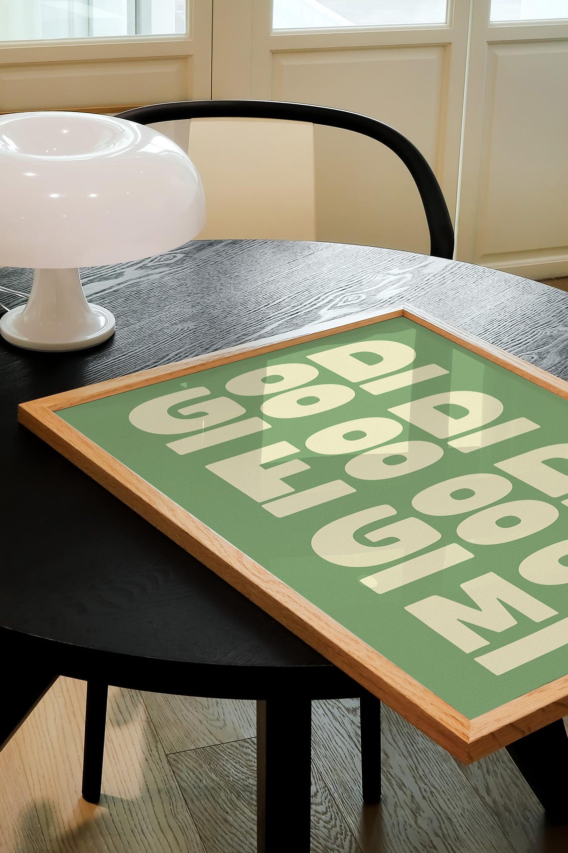 Good Food Good Mood Poster Green Cream Retro Kitchen Typography Decor - Image 4