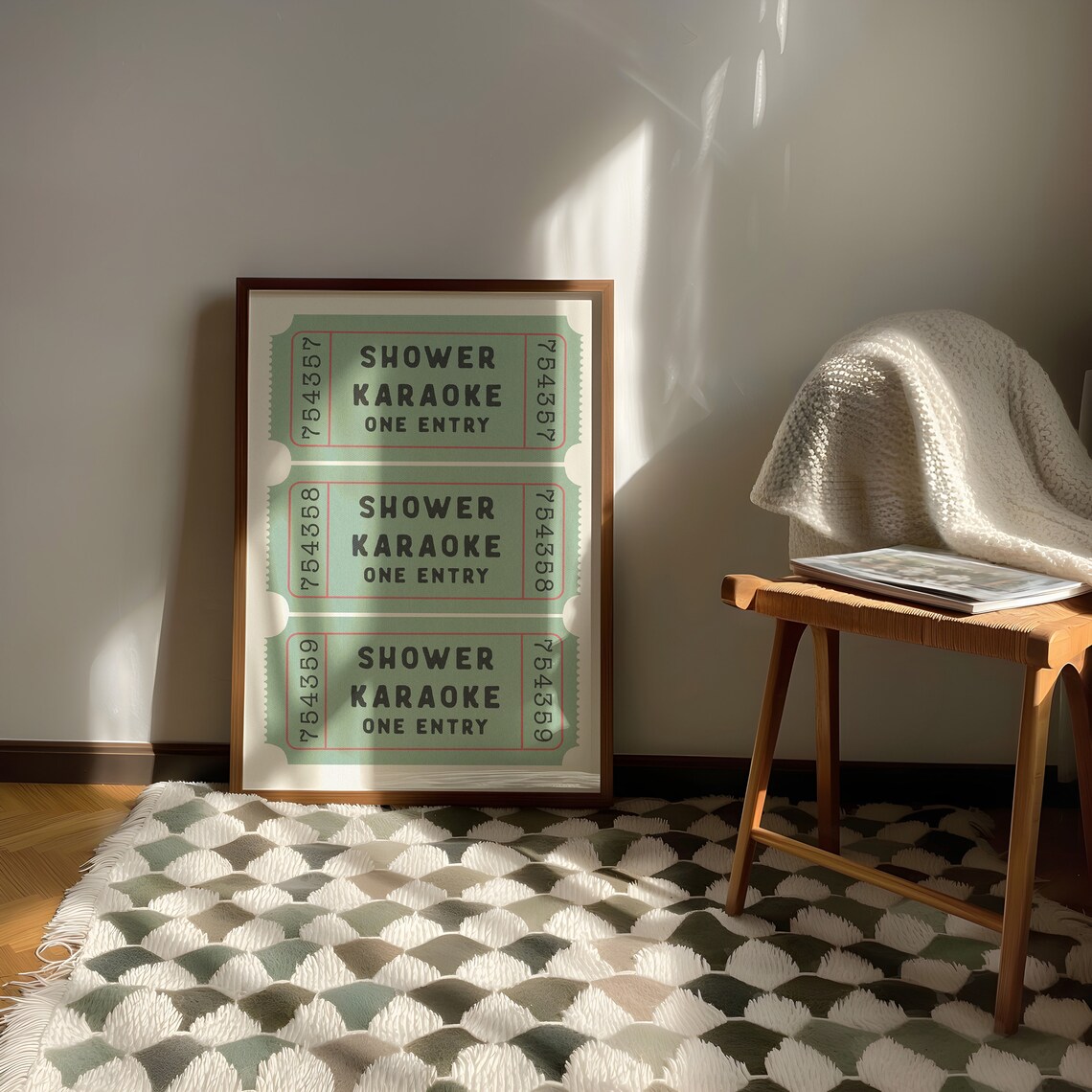 Shower Karaoke Ticket Print, Retro Bathroom Decor - Image 3