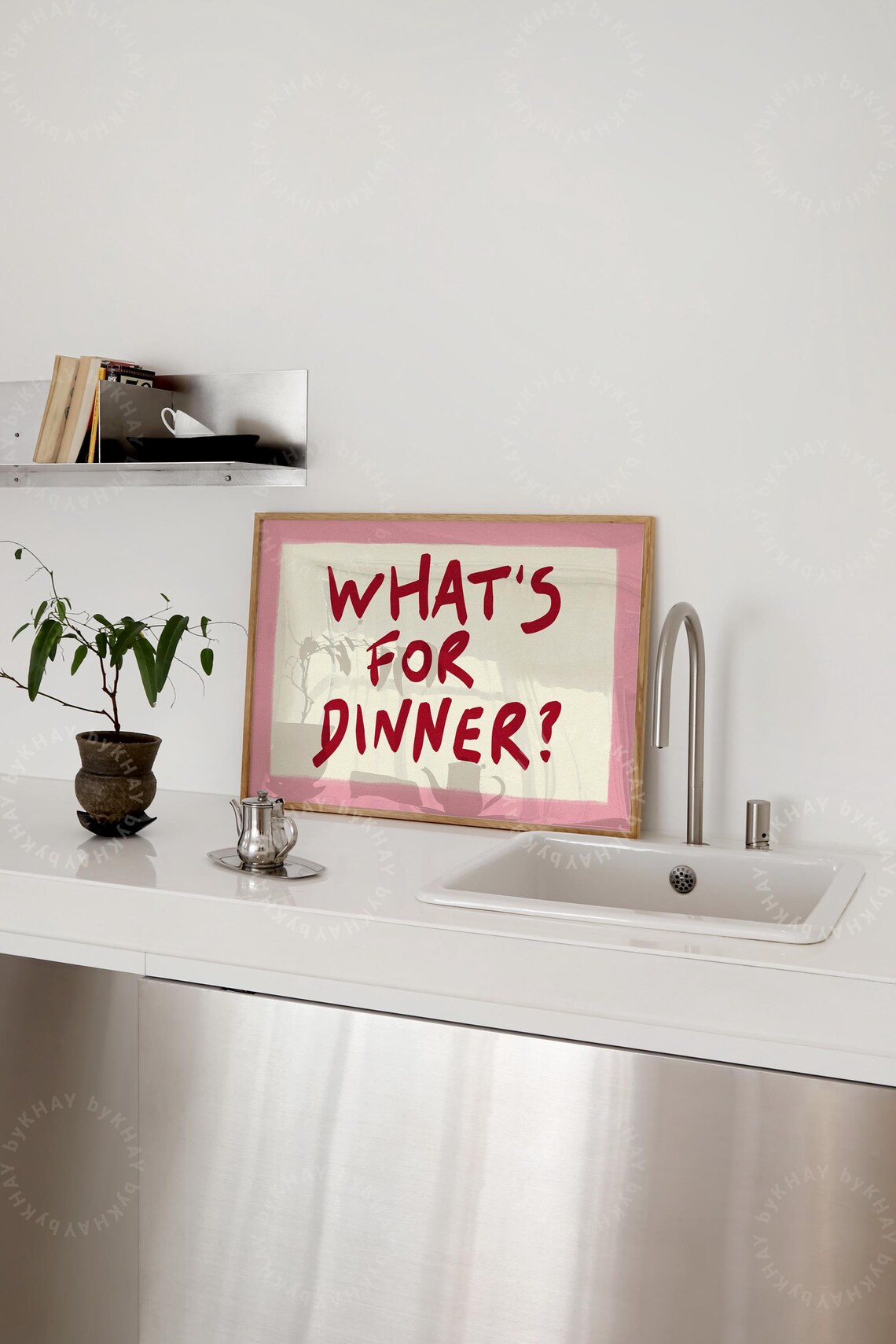Whats For Dinner Quote Art Print, Modern Typography - Image 3