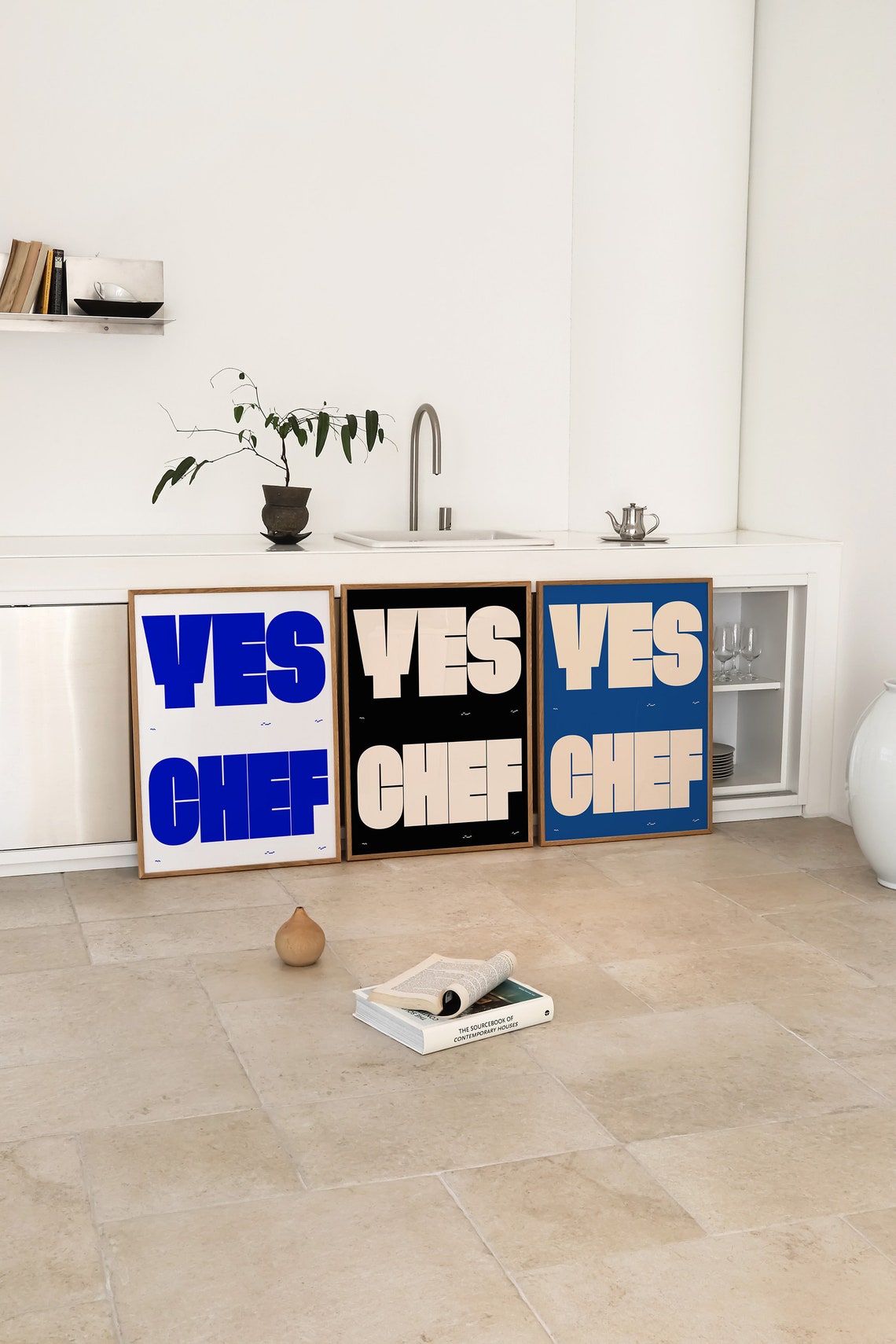 Yes Chef Bold Cream On Black Typography Kitchen Statement Wall Poster - Image 3