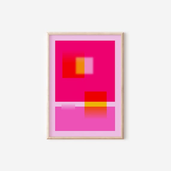 Hot Pink And Orange Abstract Art Print