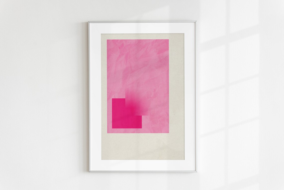 Pink Square Minimal Abstract Art Print, Trendy - Image 4