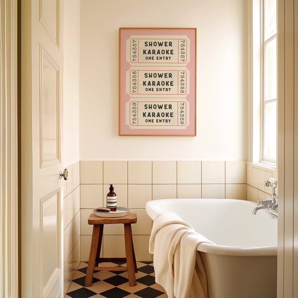 Shower Karaoke Pink Bathroom Poster Print - Image 4