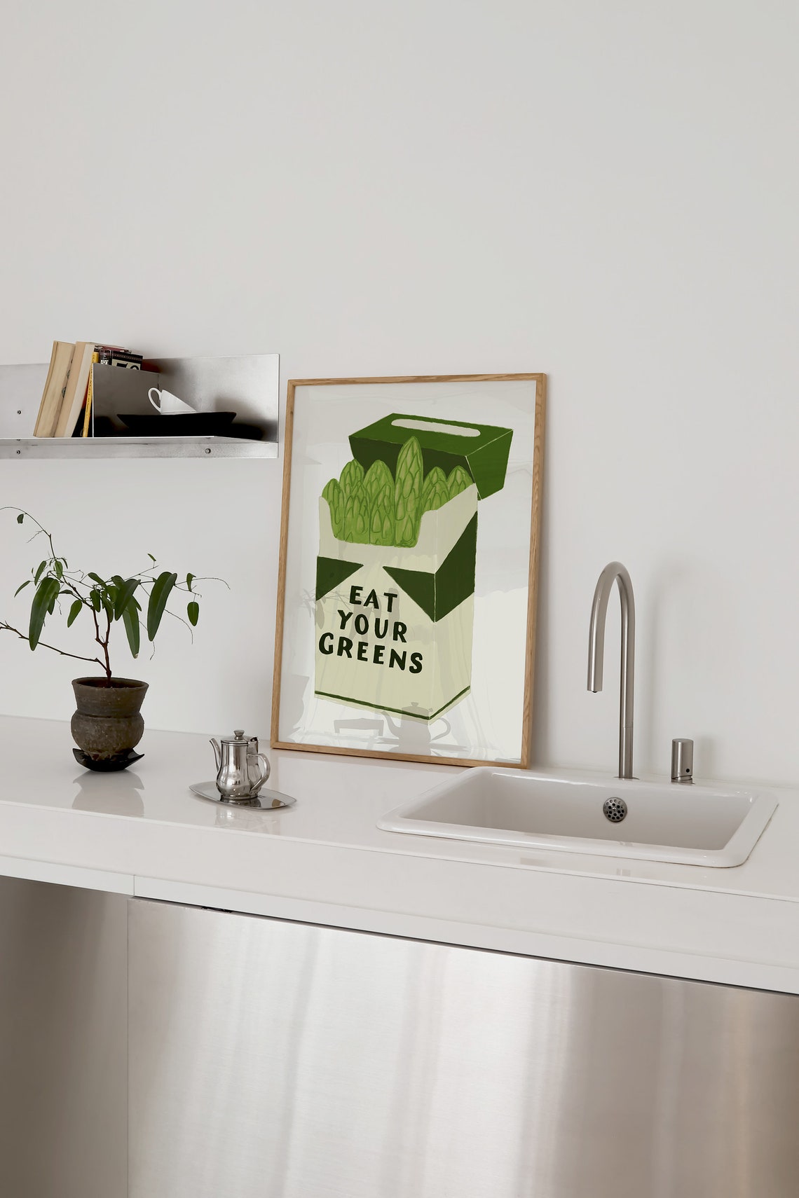 Eat Your Greens Asparagus Retro Cigarette Pack Style Kitchen Poster - Image 4