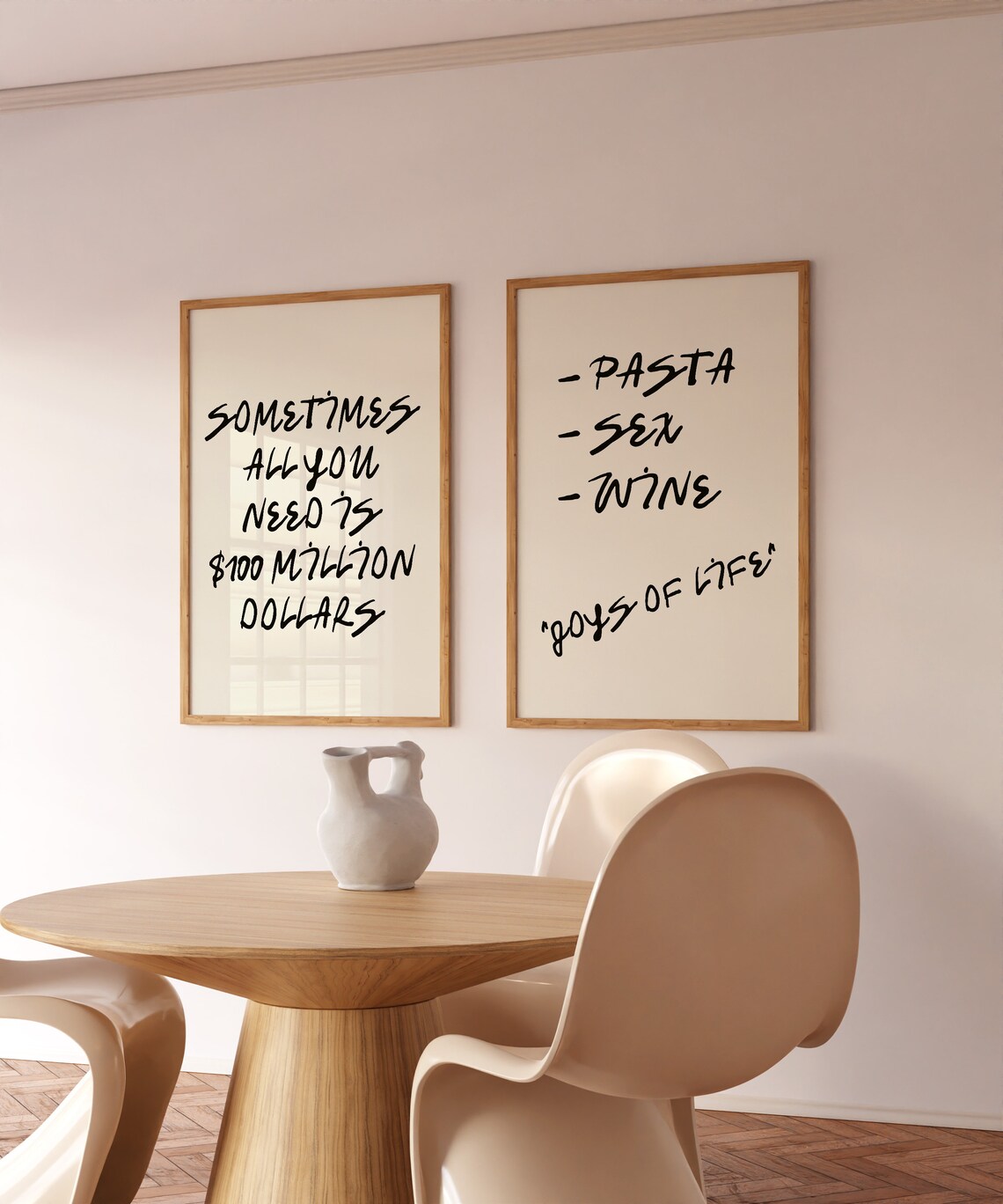Pasta Sex Wine Joys Of Life Poster Funny Handwritten Kitchen Quote - Image 3
