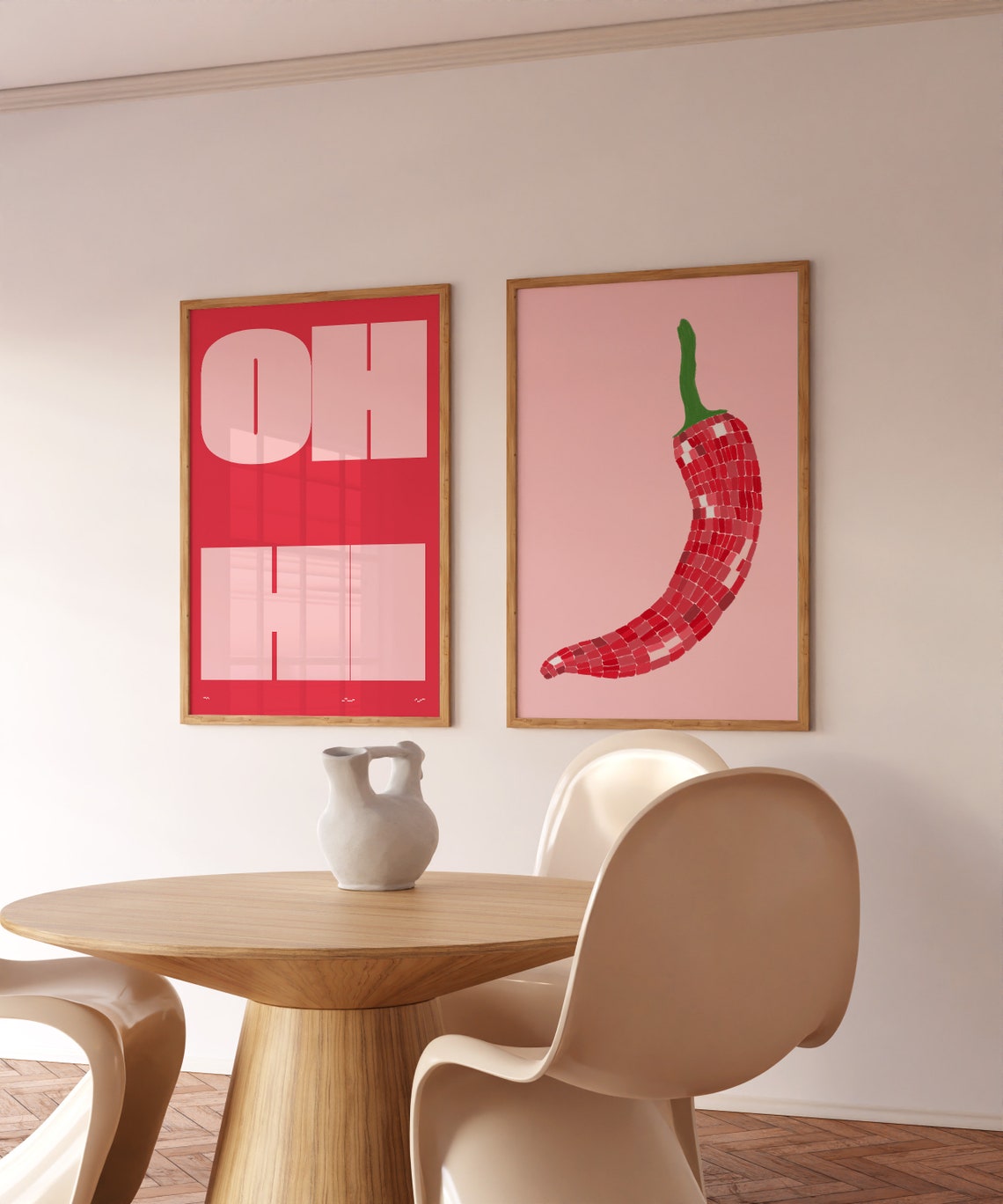 Oh Hi Giant Blush Block Letters Bold Red Graphic Greeting Poster - Image 2