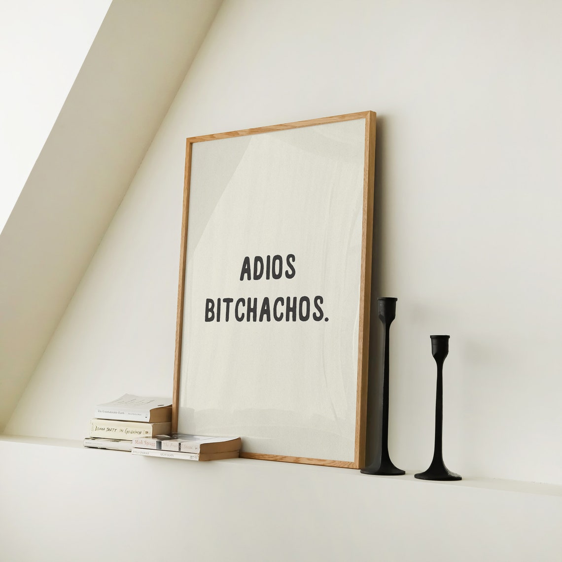 Adios Bitchachos Funny Bold Grey Chic Cream Goodbye Quote Poster - Image 4