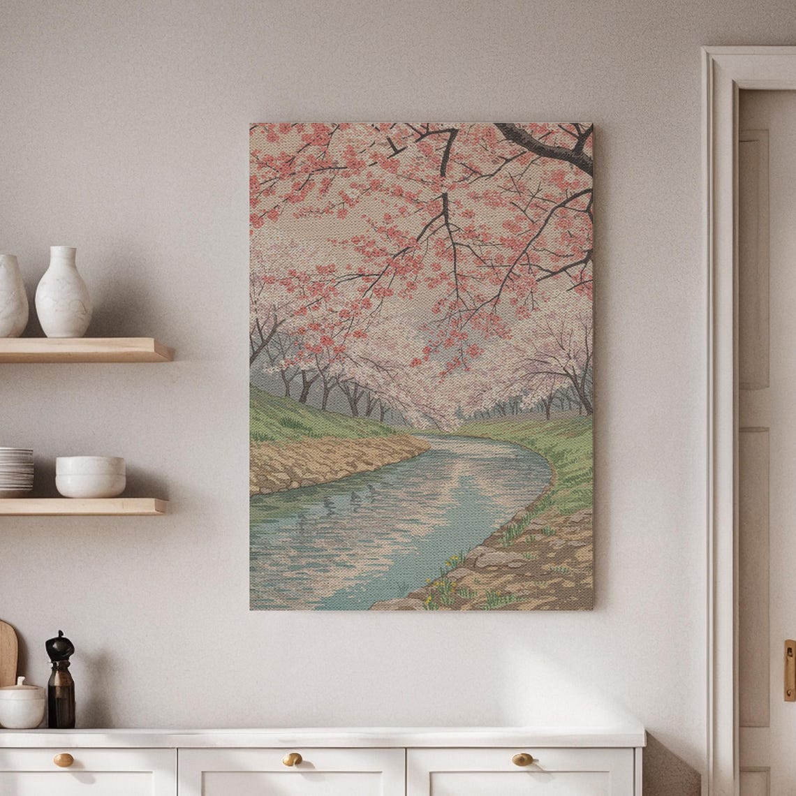 Cherry Blossom River Spring Sakura Japanese Blossom Garden Poster